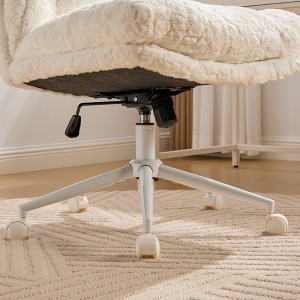 Gulches 26.4" Wide Seat Office Chair - Cream Faux Alpaca Hair Home Chair with Metal Base, Adjustable Swivel Desk/Vanity Chair (Double Cushion) - 1 of 4