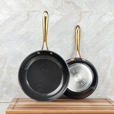 Black and Gold 15-Piece Nonstick Ceramic Cookware Set with Utensils