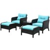 Resenkos 5 Pieces Rattan Wicker Lounge Chair Outdoor Patio Conversation Set, Outdoor Sectional Furniture, PE Rattan, Beige - 2 of 4