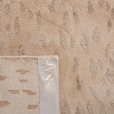 Luxurious Hand-Knotted Light Beige & Camel Wool 8' x 10' Geometric Rug