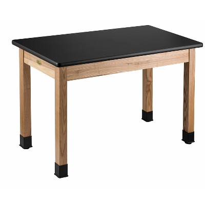 National Public Seating Wood Science Table Chemical Resistant Series 24"" x 60"" Black/Ashwood