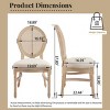 Set of 2 French Rustic Upholstered Dining Chairs with Round Rattan Back, Farmhouse Solid Wood Armless Kitchen Chairs for Dining Room-Panipeachy - 4 of 4