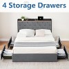 Jojoka Platform Bed Frame with 4 Storage Drawers, Velvet Upholstered Storage Headboard with USB Ports & Outlets, No Box Spring, Noise-Free - 3 of 4