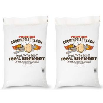 CookinPellets 40-Pound Premium Genuine Hickory Hardwood Grill Smoker Wood Pellets, No Bark, Fillers, and Flavor Oils, for Meat and Veggies (2 Pack)