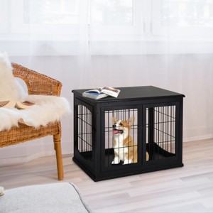 Dog Crate Furniture for Small Dogs,Indoor Decorative Dog Kennel with Lockable Doors,End Table Style Pet Cage with Double Entry – LAOTIES - 1 of 4