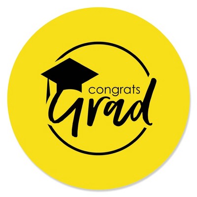 Big Dot of Happiness Yellow Grad - Best is Yet to Come - Yellow Graduation Party Circle Sticker Labels - 24 Count