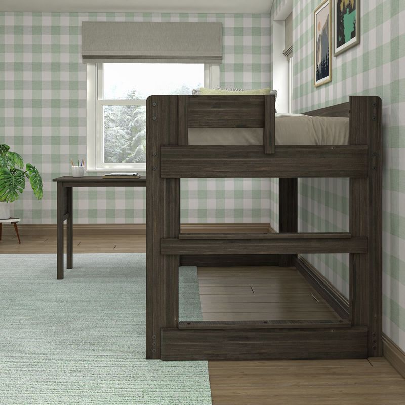Max & Lily Modern Farmhouse Low Loft Bed, Twin Bed Frame for Kids with Hook-on Desk, 3 of 5
