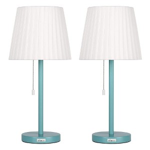 Oumilen Contemporary Metal Table Lamp with Pull Chain Light, Set of 2, Blue - 1 of 1