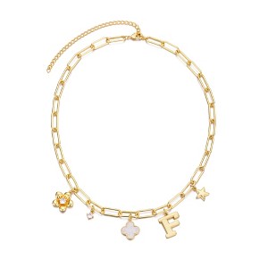 Adornia 14k Yellow Gold Plated Initial Chunky Charm Necklace - 1 of 1