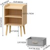 PDTEND 2-Tier Storage End Table with Collapsible Fabric Drawer, Wood Side Table with Storage Cabinet - Oak - 2 of 4
