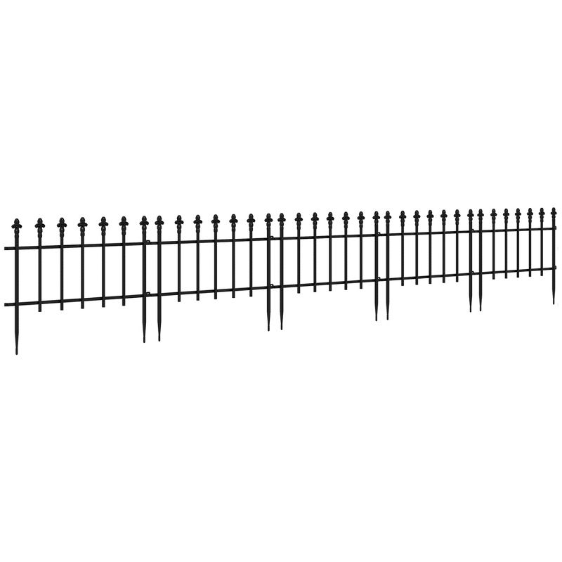Outsunny Metal Decorative Garden Fence, 9.2' x 17.25" 5 Pack Steel Fence Panels, Decorative Border Fence for Landscape, Flower Bed, Animals, 1 of 7