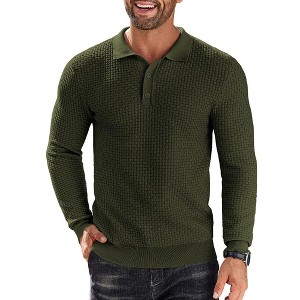 COOFANDY Men's Knit Polo Shirts Long Sleeve Sweater Polo Lightweight Fashion Casual Collared T Shirts - 1 of 4