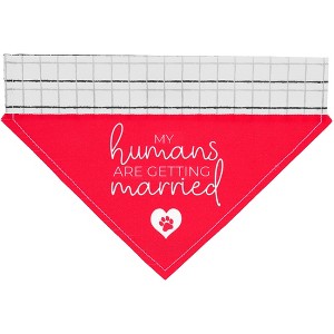 Pavilion Gift Company - Humans Getting Married - 12" x 8" Canvas Slip on Pet Bandana - Pet Toy - 1 of 4