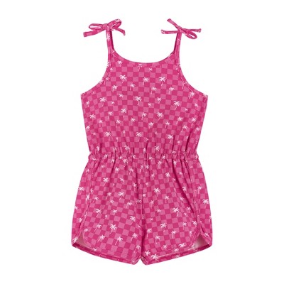 Andy & Evan Kids Pink Palm Tree Print Romper W/shoulder Ties, Size 6x ...