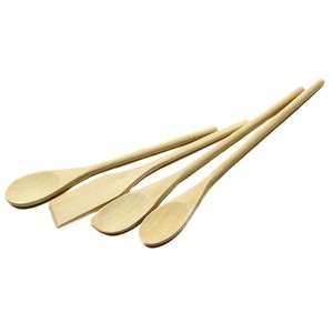 Chef Craft 4 Piece Natural Wooden Cooking / Mixing Kitchen Tool Spoon Set - 1 of 2