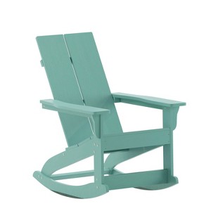 Flash Furniture Finn Modern Commercial Grade All-Weather 2-Slat Poly Resin Wood Rocking Adirondack Chair with Rust Resistant Stainless Steel Hardware - 1 of 4