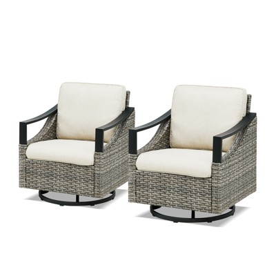 2pcs beige swivel chairs