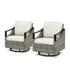 Buenhomino 3 PCS Patio Furniture Set Swivel Rocking Chairs Set of 2 with Glass Top Side Table - 2 of 4