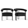 Modern Accent Chair Set of 2 ,Velvet Upholstered Accent Chair With Curved Backrest Armrest For Living Room Dining Room-Tanpinhause - 2 of 4