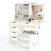 Costway Modern Vanity Desk with Sliding Mirror & Lights Stool 5 Drawers Hooks Open Storage - 2 of 4