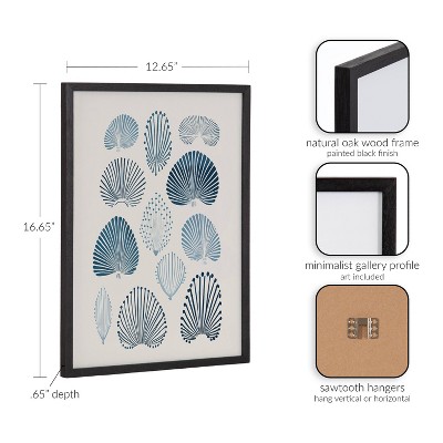 Abstract Coastal Blue Coral Print with Black Frame, 12x16