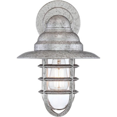 Marlowe Galvanized Silver Industrial Wall Sconce with Cage Design