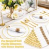 Itopfox 100-Pack Gold Plastic Cutlery Set with Napkins - Disposable Gold Utensils for Weddings, Parties, Thanksgiving - Includes Forks, Knives Spoons - 3 of 4