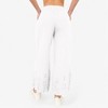 Anna-Kaci Women's Wide Leg Cropped Pants with Elastic Waist and Eyelet Hem - 4 of 4