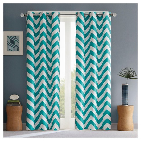 Leo Chevron Curtain Panel Pair Teal 42 X84 Target