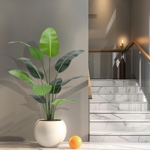 Artificial Bird of Paradise Plant 4-5FT Fake Palm Tree Modern Decor Faux Plants Perfect Housewarming Gift with 8 Trunks Faux Leaves - 1 of 4