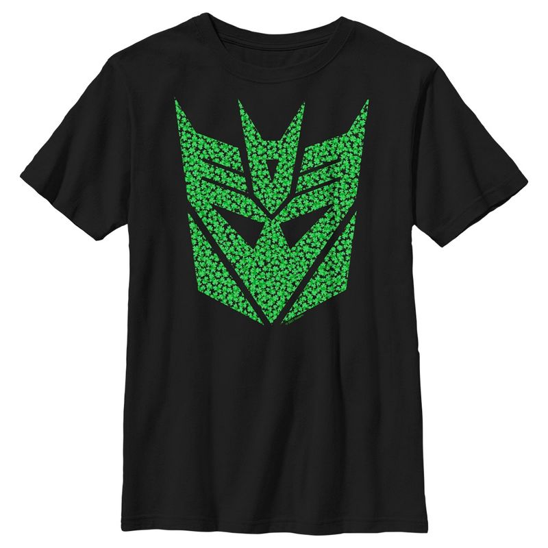 Boy's Transformers St. Patrick's Day Cloverfield Decepticon Logo T-Shirt, 1 of 6