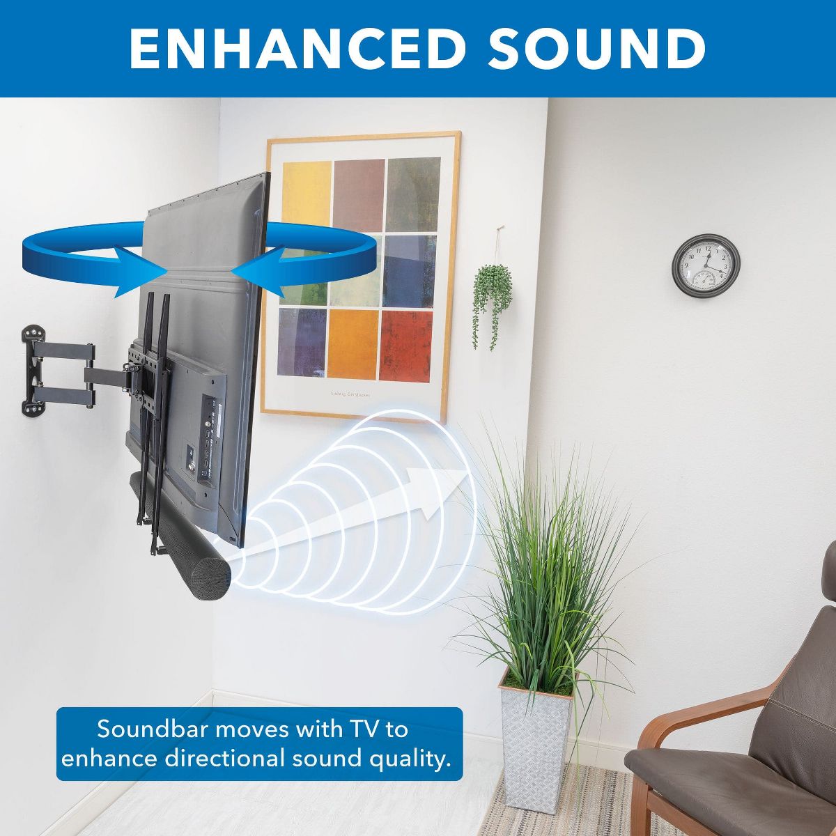 Mount-It! Soundbar Mount for TV & Wall Mounting | 2-in-1 Soundbar Bracket for Back of TV & Wall Mount Installation | Universal Base Fits All Soundbars - thumbnail 7