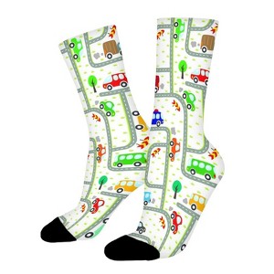 Funny Cars On The Road Women Printed Crew Socks Funny Funky Socks Soft Polyester Novelty Gifts for Artists Men - 1 of 1