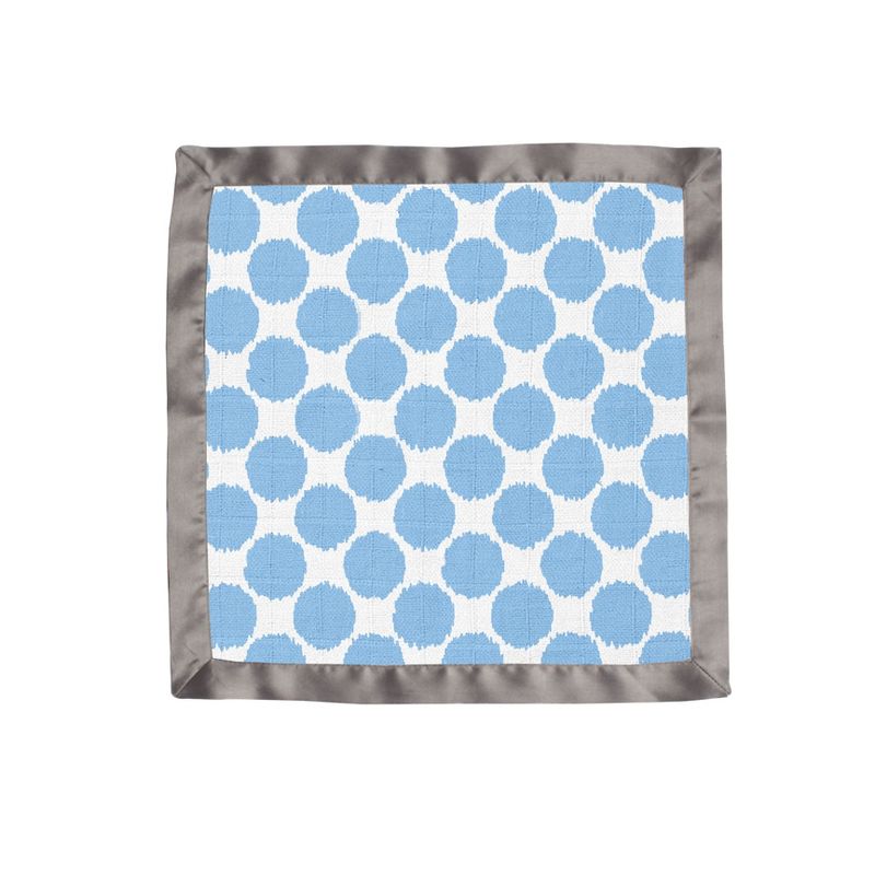 Bacati - Ikat Blue/Gray Dots/Zebra Muslin 2 pc Security Blankets, 5 of 10