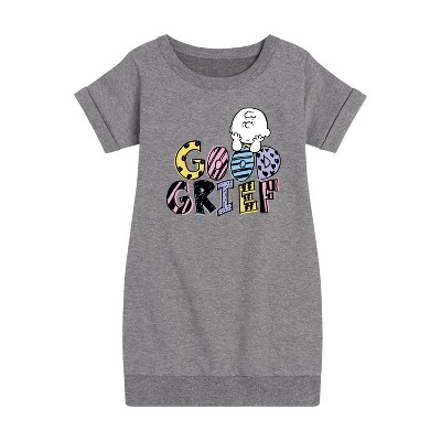 - Peanuts - Good Grief Charlie Brown Graphic Short Sleeve Fleece Dress