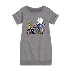 - Peanuts - Good Grief Charlie Brown Graphic Short Sleeve Fleece Dress - 1 of 4