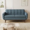 Vipbear 65.4"Memory Foam Futon Sofa Couch Sleeper,Comfy Linen Fabric Upholstered 2-Seat Sofa For Living Room,Apartment,Bedroom,Gray/Blue/white - 2 of 4