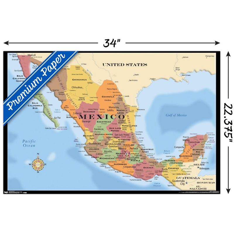 Trends International Map - Mexico Unframed Wall Poster Prints, 3 of 7