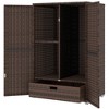 Outsunny Wicker Outdoor Storage Cabinet with Shelves, 2-Door Rattan Pool Towel Storage Cabinet with Removable Shelf & Drawer, Mixed Brown - image 4 of 4