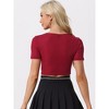 Allegra K Women's Party Glitter Shiny Short Sleeves Cut Out Metallic Fabric Crop Tops - 3 of 4