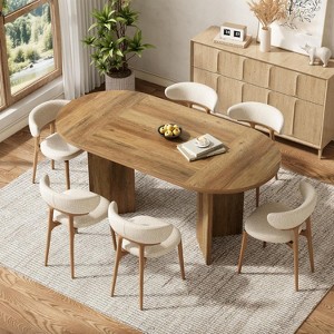 Tribesigns 63" Oval Dining Table for 4-6, Sturdy MDF Farmhouse Kitchen Table with Metal Strip Base, for Living Room, Office, Restaurant - 1 of 4