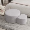 VYNXARIA Upholstered Nesting Coffee Tables Set of 2 - Beige Fabric Ottoman & Side Table - 3 of 4