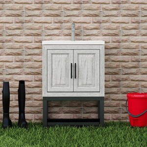 GDFStudio York Indoor/Outdoor Freestanding Magnesium Oxide Bathroom Vanity with Faucet and Ceramic Sink - 1 of 4