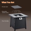 28 Inch Propane Fire Pit Table, 50,000 BTU Steel Gas Fire Pit 2-in-1 Square Fire Table with Lid & Lava Rock - 3 of 4