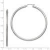 Black Bow Jewelry 3mm x 60mm, 14k White Gold, Diamond-cut Round Hoop Earrings - 4 of 4