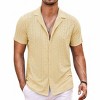 COOFANDY Mens Beach Shirt Short Sleeve Button Down Shirts Casual Cuban Collared Summer Vacation Tropical Shirts - 3 of 4