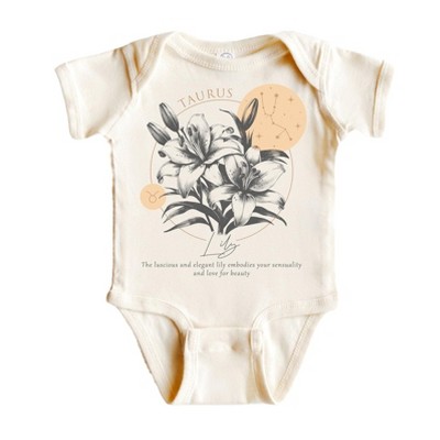 Taurus Floral Celestial Newborn Baby Onesie® Bodysuit