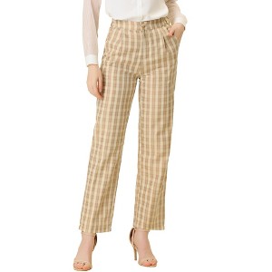 INSPIRE CHIC Women's Christmas Plaid Elastic Waist Casual Work Office Long Pants - 1 of 4