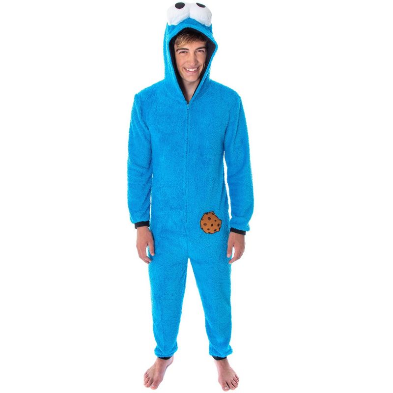 Sesame Street Men's Cookie Monster Costume Union Suit Pajama Outfit, 2 of 5