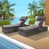 5 Level PE Rattan Outdoor Patio Chaise Lounge Set Of 2,Patio Chaise Lounge With Padded Cover Set And Side Table,Lounge Chair Outdoor -Maison Boucle - 2 of 4